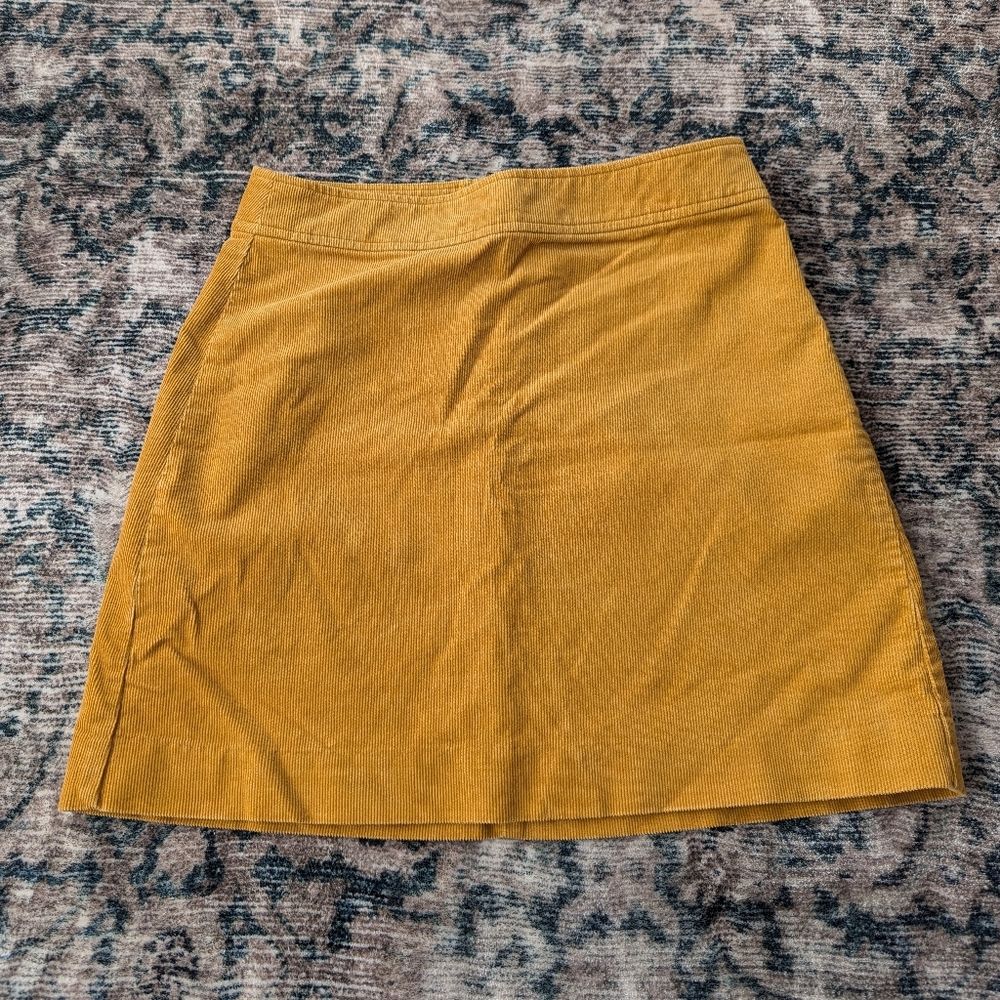 J Crew goldenrod corduroy mini skirt, size 2